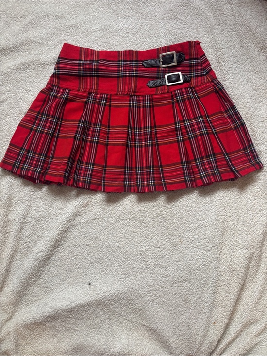 Joe Boxer Dresses & Skirts - Joe Boxer Red Plaid Pleated Mini Skirt with Buckle Detail